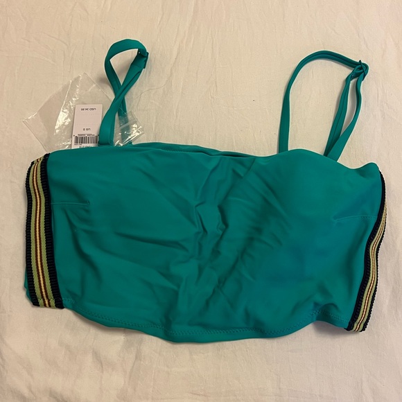 aerie Swim Brand New With Tags Teal With Side Stripes Aerie Bandeau